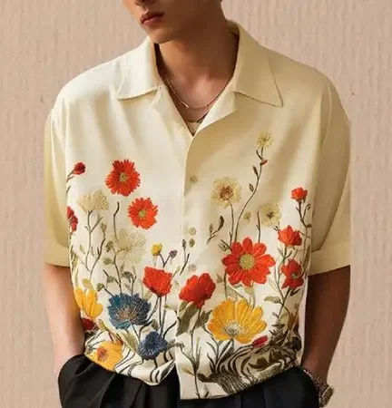 Thespark shop flower style casual men shirt